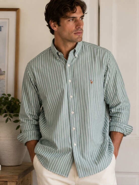 Polo Ralph Lauren Other - Lauren Ralph Lauren Men's 3XB Big Sage Green White Stripe Oxford Button-Down